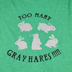 T-Shirt Adult Large Green Short Sleeve Soft Gray Hares Funny Humor Easter